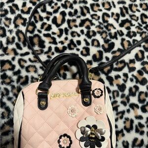 Betsey Johnson Floral Quilted Mini Bag - Pink and Black